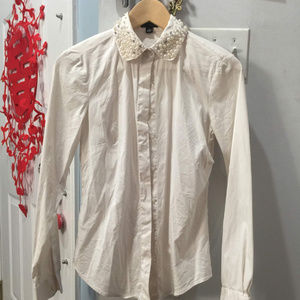 Ann Taylor White Women's Dress Shirt, Size 0